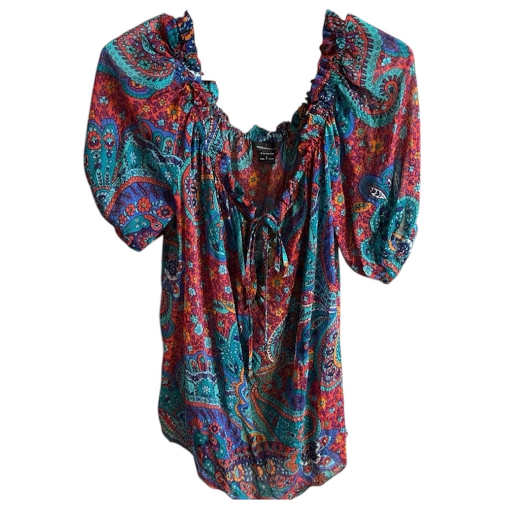 Nwot Vintage Y2k Moda International Colorful Paisley Women's Top